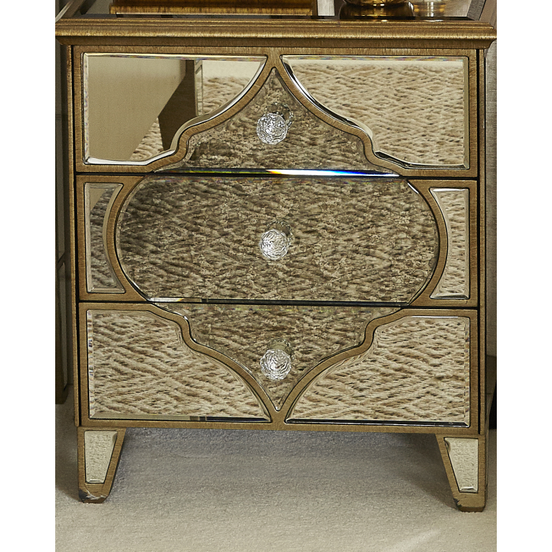 Marrakech Mirror 3 Drawer Bedside Cabinet