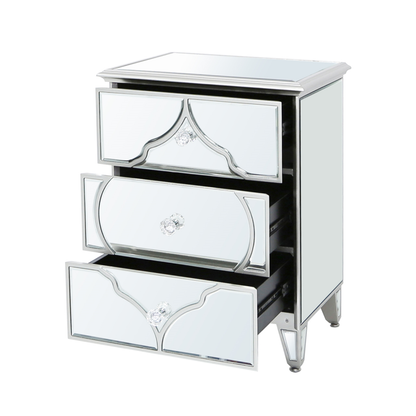 Marrakech Silver Mirror 3 Drawer Bedside Cabinet