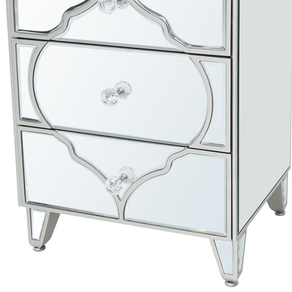 Marrakech Silver Mirror 3 Drawer Bedside Cabinet