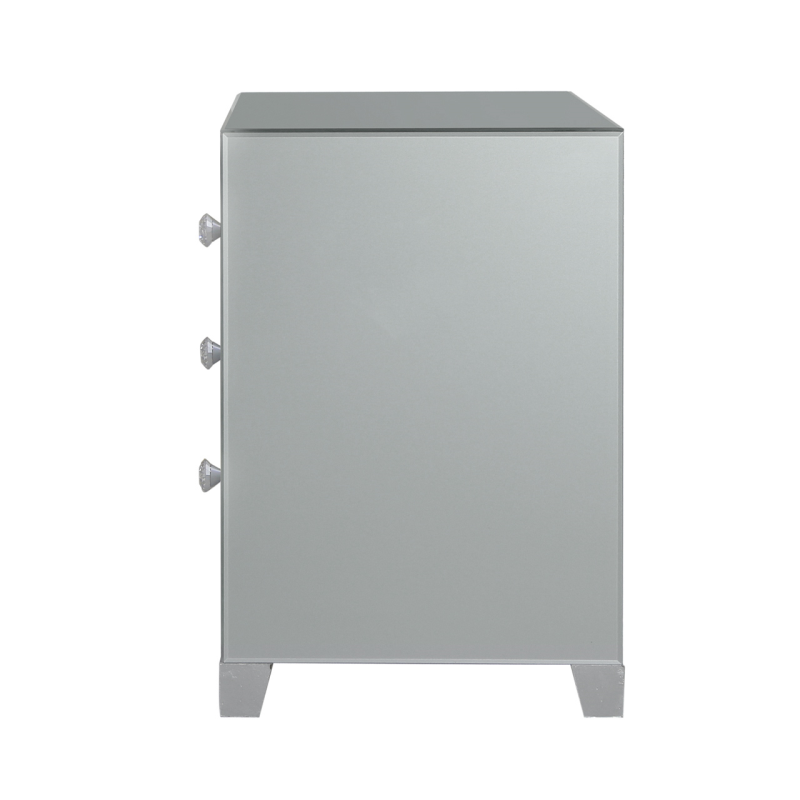 Grey Manhattan Mirror 3 Drawer Bedside Cabinet