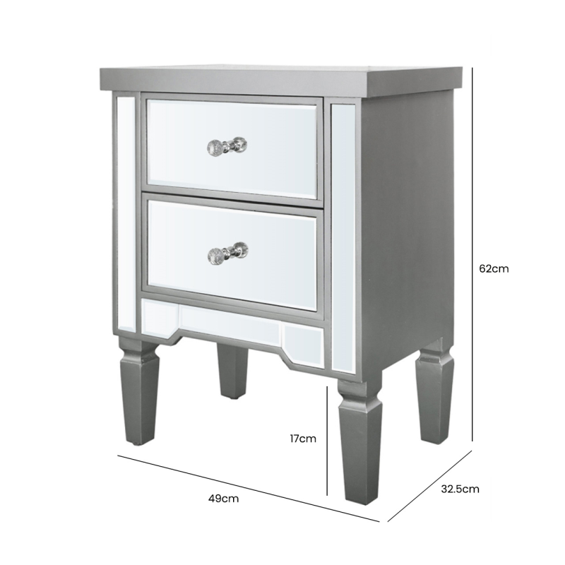 Vista Silver Bedside Cabinet