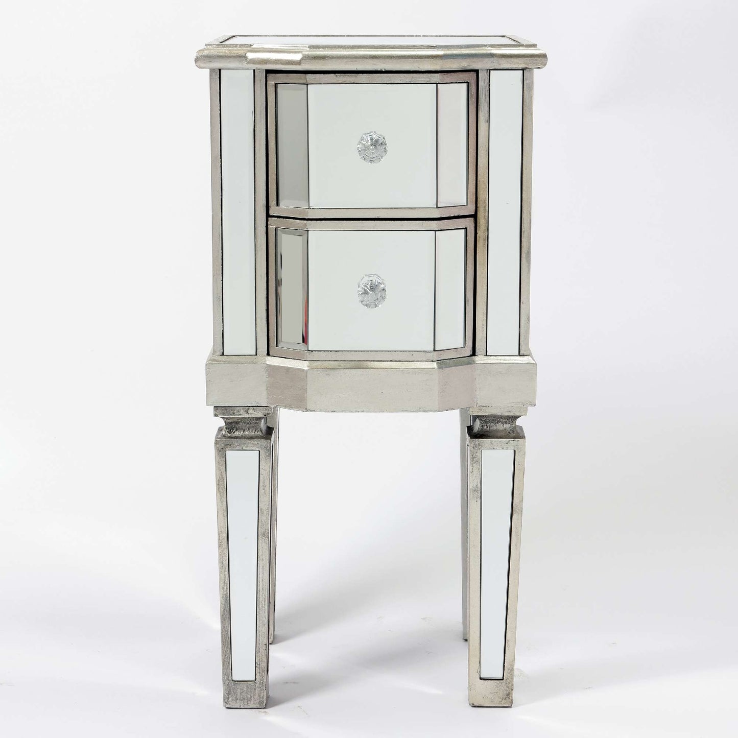 Vintage Venezia Mirrored Bedside Table with 2 Drawers