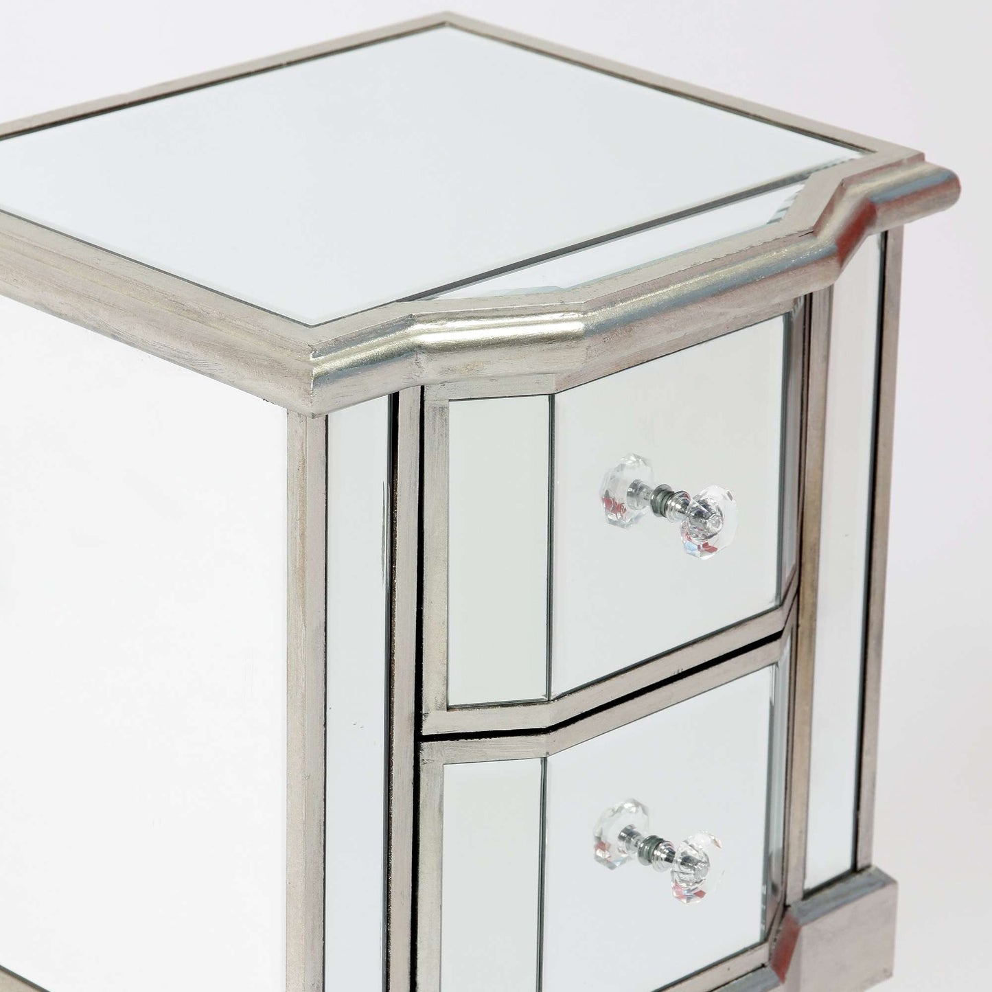 Vintage Venezia Mirrored Bedside Table with 2 Drawers