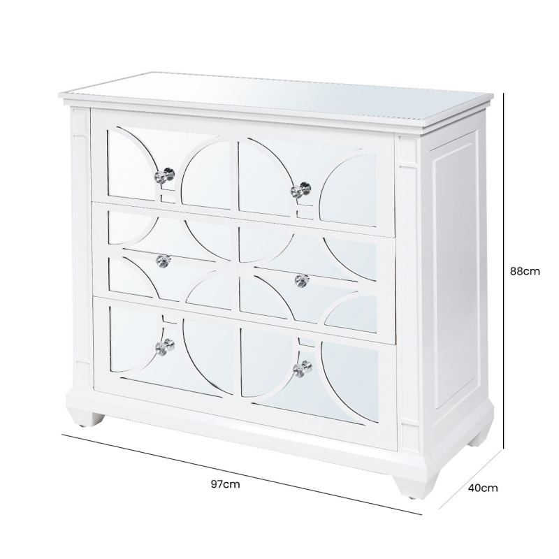 Torino White Wood 3 Drawer Chest