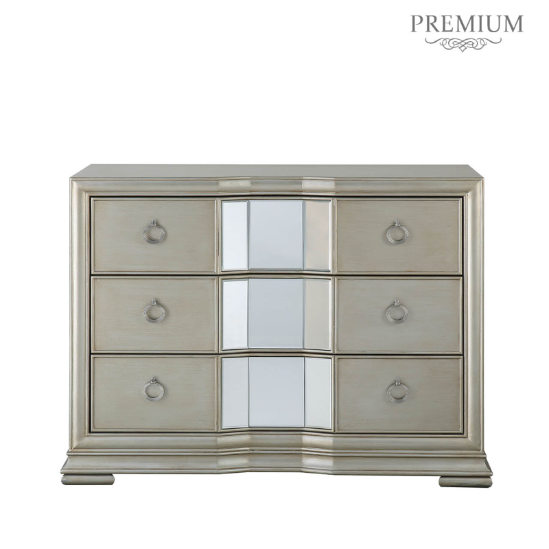 Lucca Mirror Champagne 3 Drawer Chest