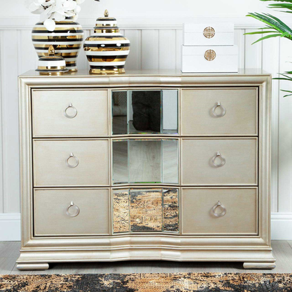 Lucca Mirror Champagne 3 Drawer Chest