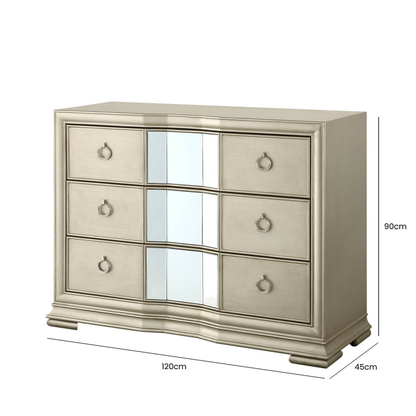 Lucca Mirror Champagne 3 Drawer Chest