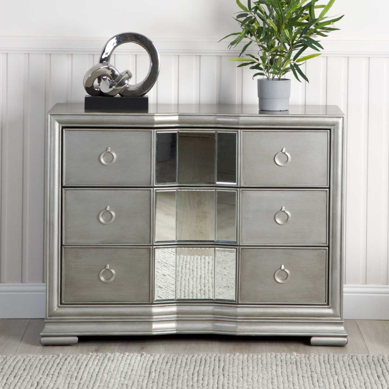 Lucca Mirror Grey 3 Drawer Chest