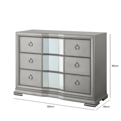 Lucca Mirror Grey 3 Drawer Chest