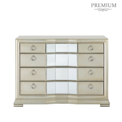 Lucca Mirror Champagne 5 Drawer Chest