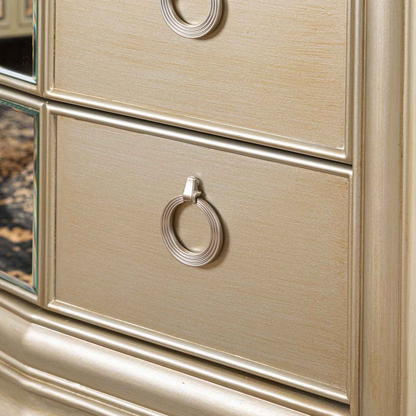 Lucca Mirror Champagne 5 Drawer Chest