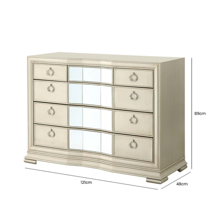 Lucca Mirror Champagne 5 Drawer Chest