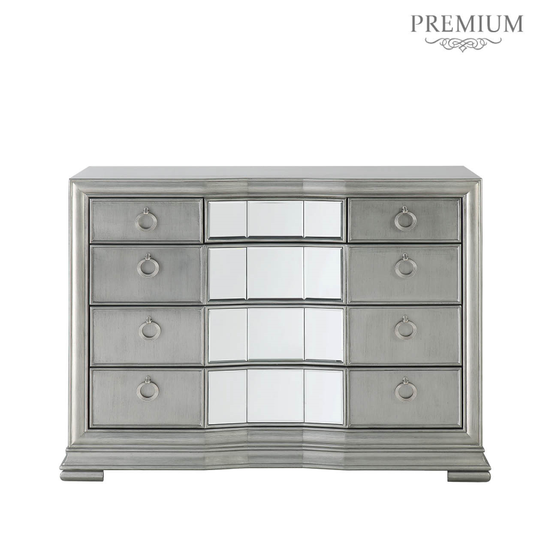 Lucca Mirror Grey 5 Drawer Chest