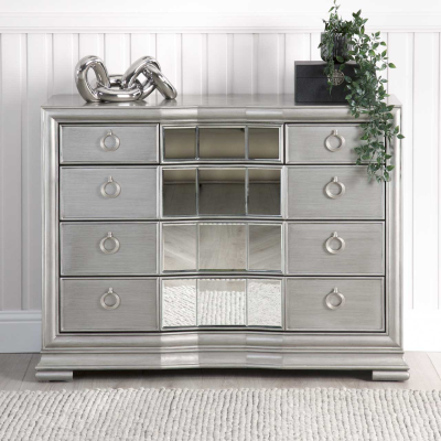 Lucca Mirror Grey 5 Drawer Chest