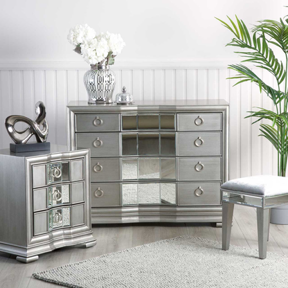 Lucca Mirror Grey 5 Drawer Chest