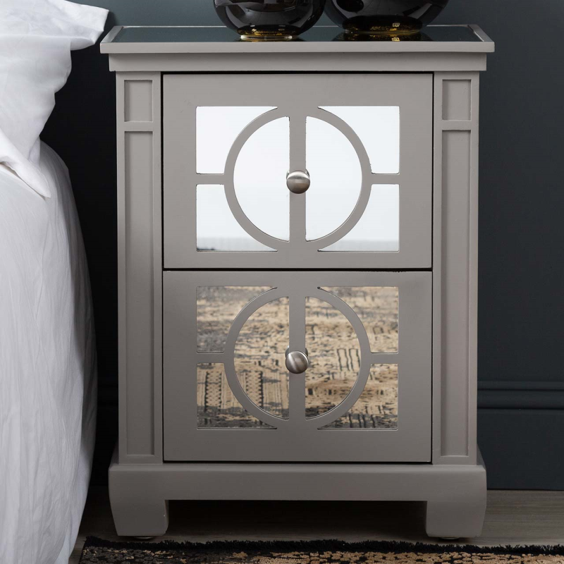 Torino Grey Wood 2 Drawer Bedside Cabinet