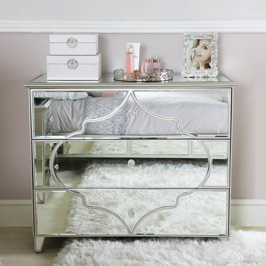 Marrakech Silver Mirror 3 Drawer Chest