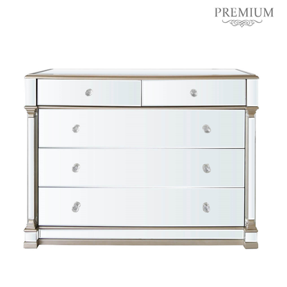 Apollo Champagne Mirrored 5 Drawer Chest