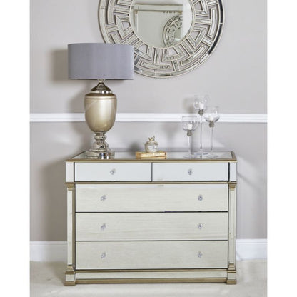 Apollo Champagne Mirrored 5 Drawer Chest