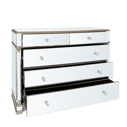 Apollo Champagne Mirrored 5 Drawer Chest