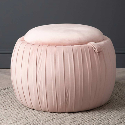 Blush Pink Round Storage Stool