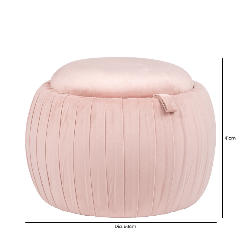 Blush Pink Round Storage Stool