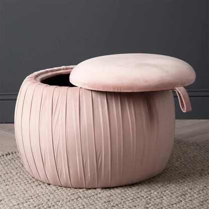 Blush Pink Round Storage Stool