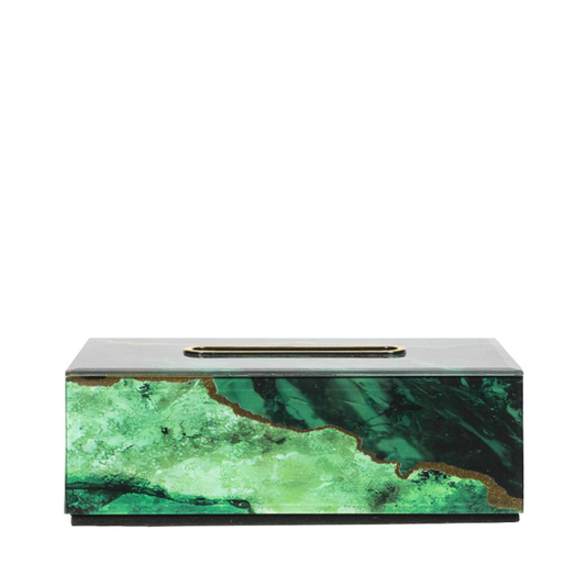 Agate Design Green and Gold Tissue Box Holder