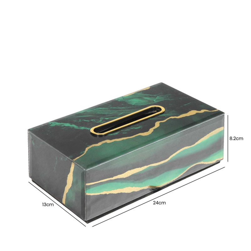 Agate Design Green and Gold Tissue Box Holder