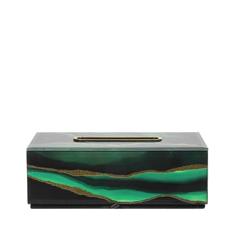 Agate Design Green and Gold Tissue Box Holder