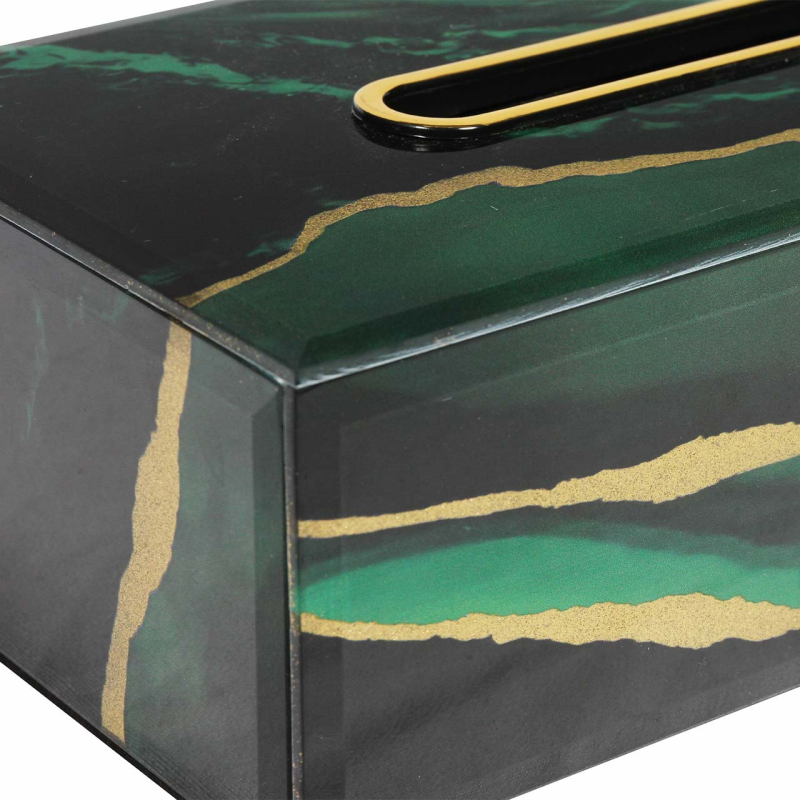 Agate Design Green and Gold Tissue Box Holder