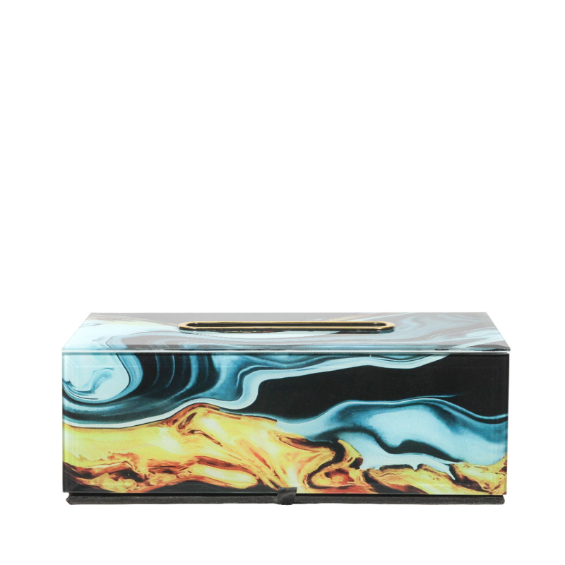 Abstract Design Black Blue Tissue Box Holder