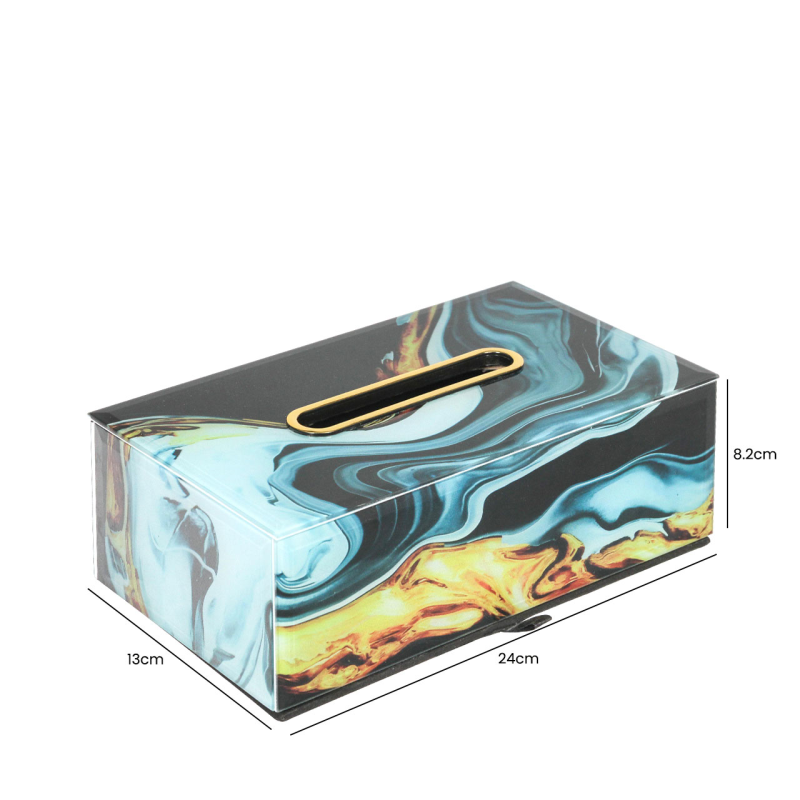 Abstract Design Black Blue Tissue Box Holder