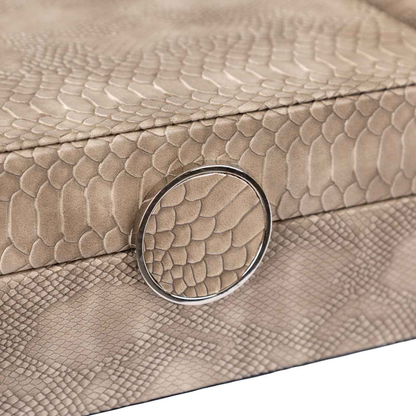 Set of 2 Taupe Faux Snake Leather Jewellery Boxes