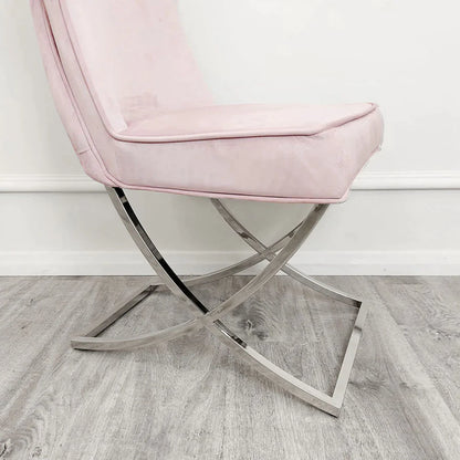 Sandhurst Dining Chair X Leg in Pink Velvet