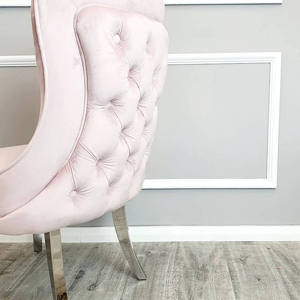 Sandhurst Dining Chair Straight Leg in Pink Velvet)