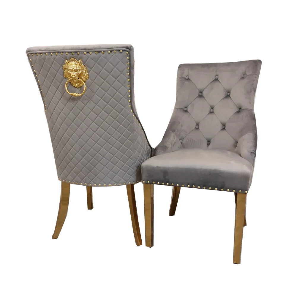 Light Grey Bentley Gold Dining Chair