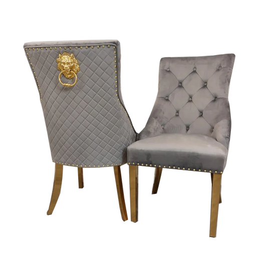 Light Grey Bentley Gold Dining Chair