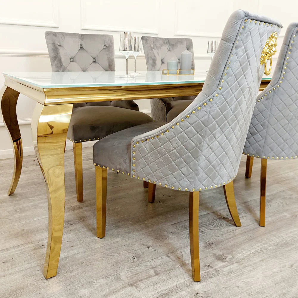 Light Grey Bentley Gold Dining Chair