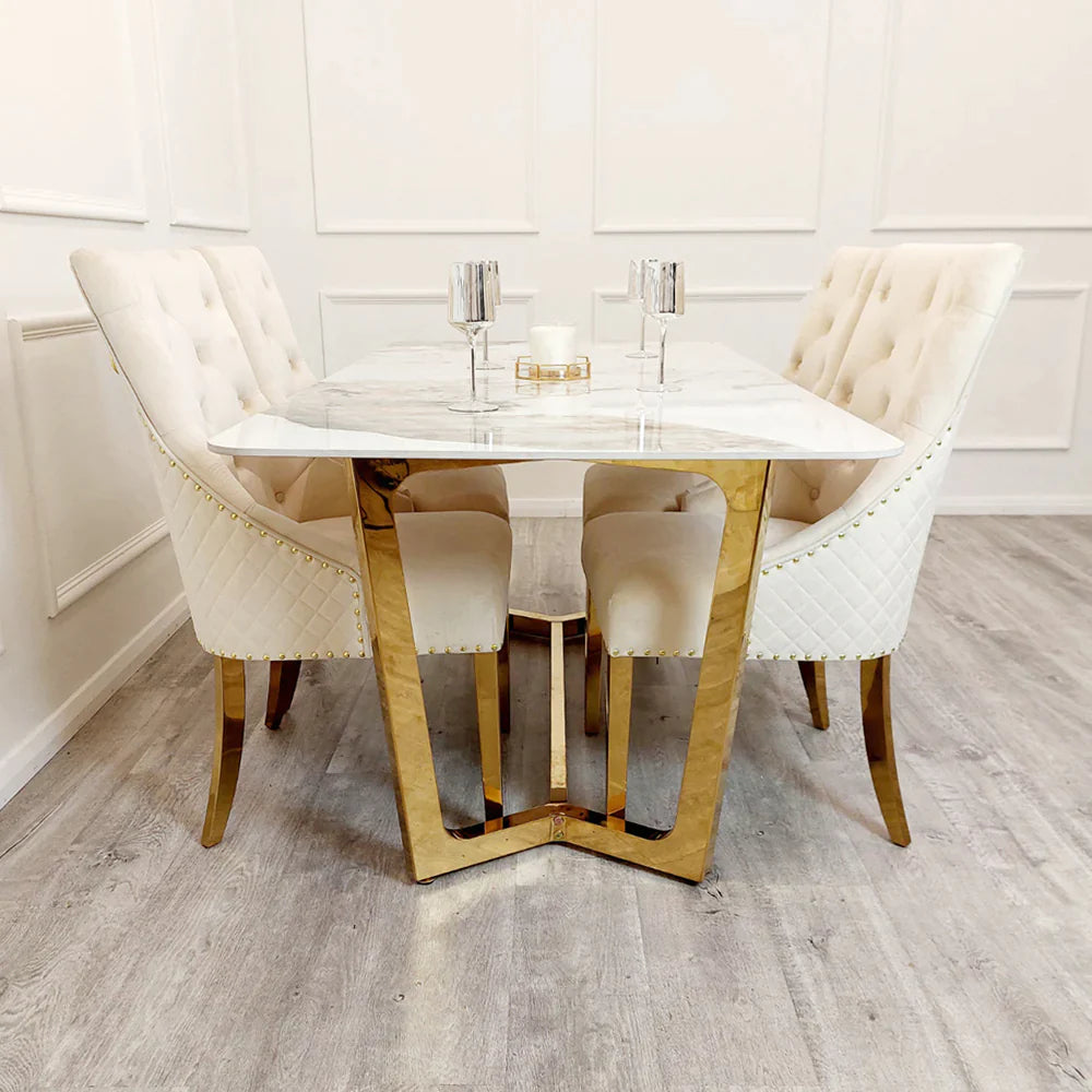 Cream Bentley Gold Dining Chair