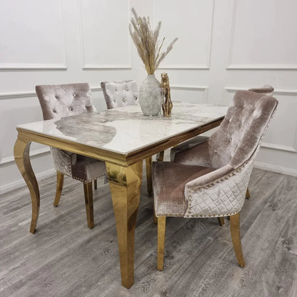 Beige Bentley Gold Dining Chair