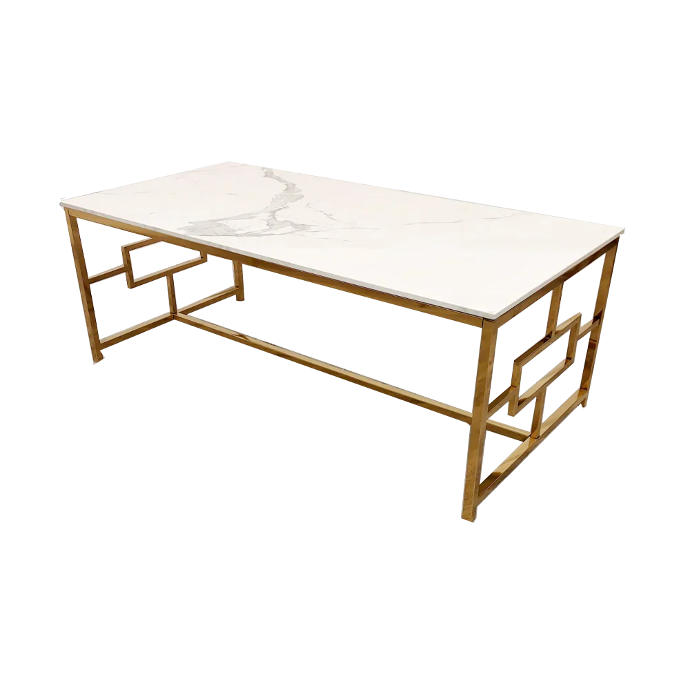 Geek Gold Coffee Table with Polar White Sintered Top