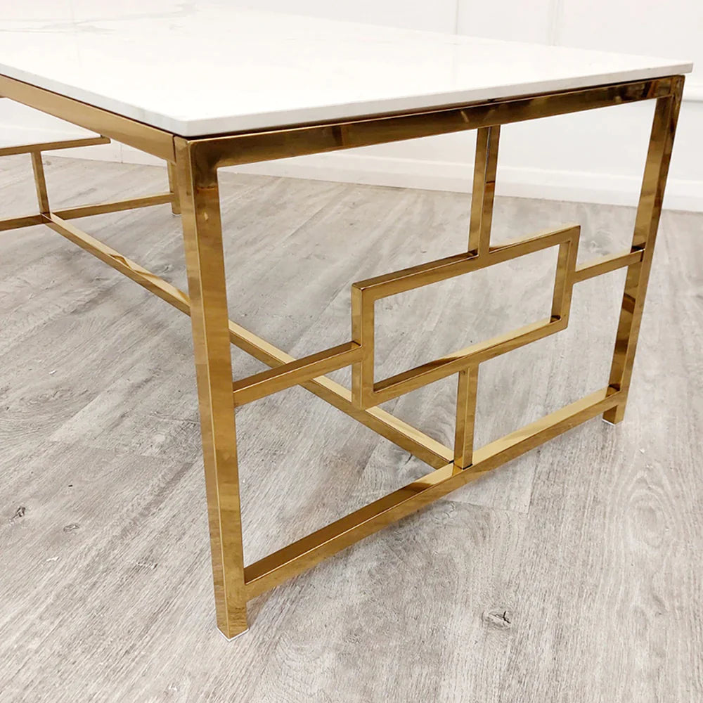 Geek Gold Coffee Table with Polar White Sintered Top