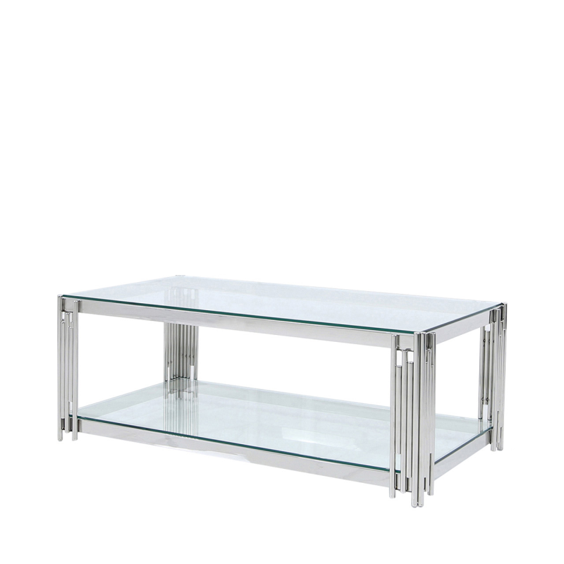 Coco Steel Tubes and Clear Glass Coffee Table