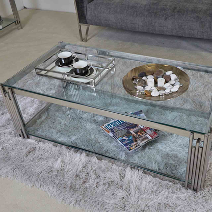 Coco Steel Tubes and Clear Glass Coffee Table