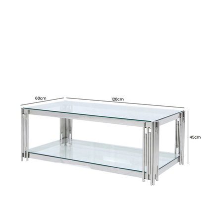 Coco Steel Tubes and Clear Glass Coffee Table