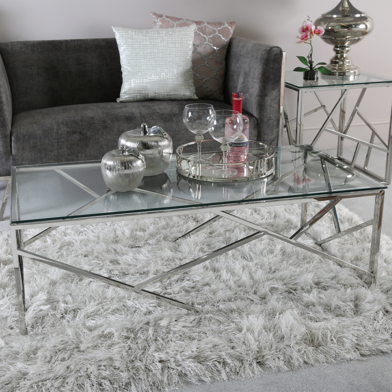 Azari Stainless Steel Metal Coffee Table