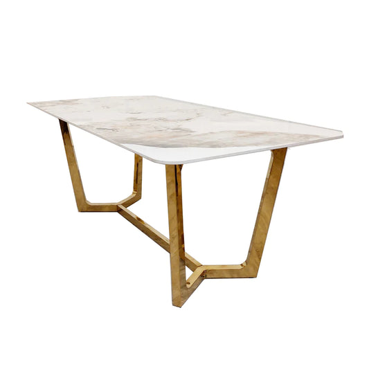 Lucia 1.8 Gold Dining Table with Pandora Gold Sintered Stone Top