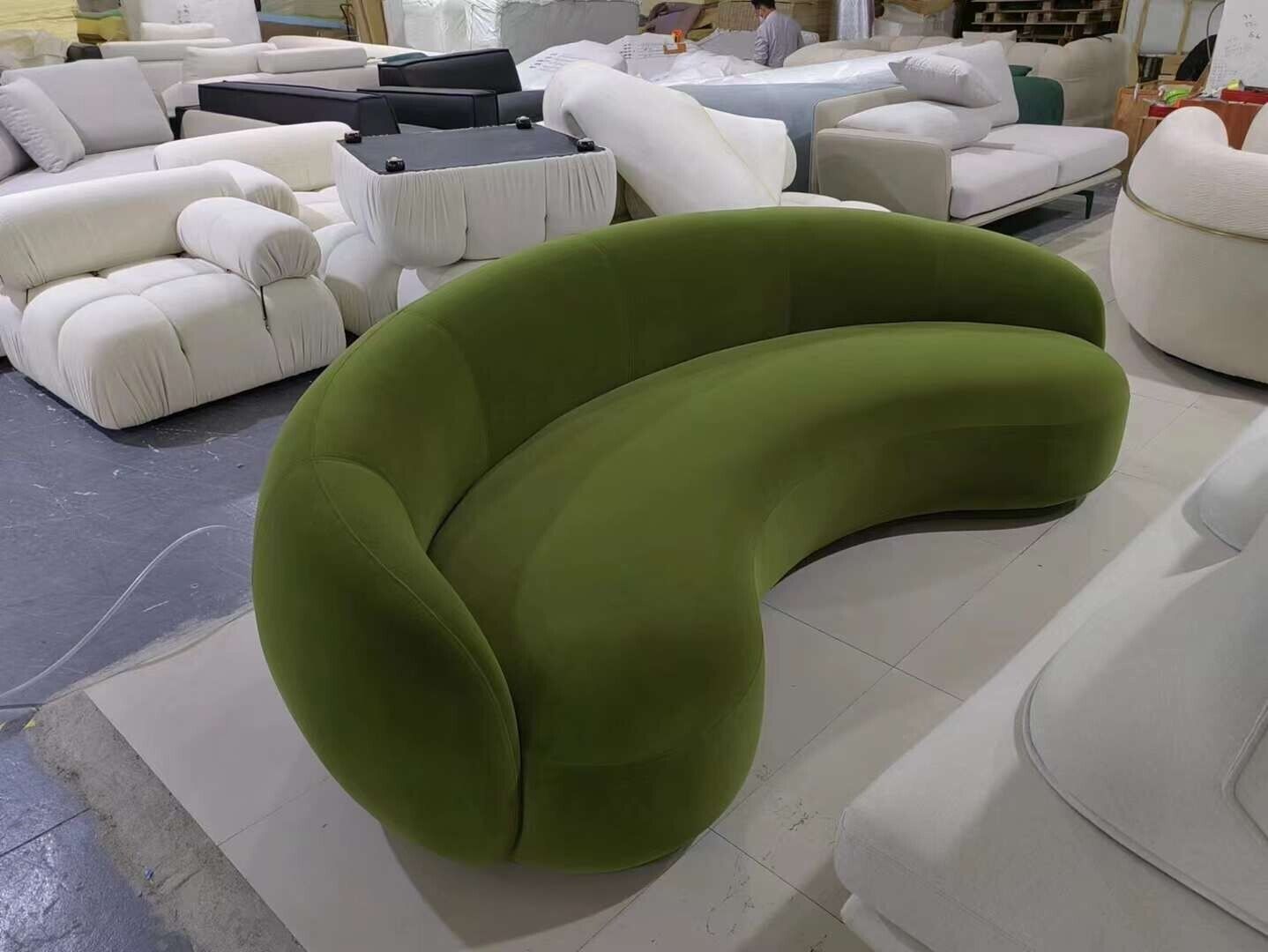 The Wave Olive Green Boucle Sofa