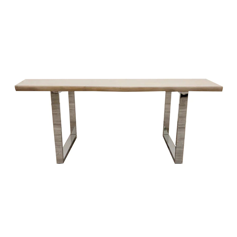 Fretta 1.8 Dining Table Solid Light Pine wood with Chrome Metal Legs